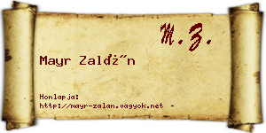 Mayr Zalán névjegykártya